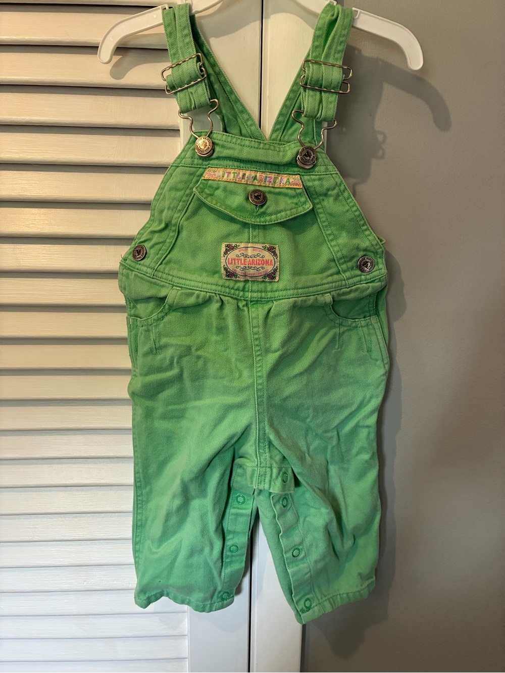 Vintage 90s Little Arizona Lime Green Cotton Kids Overalls